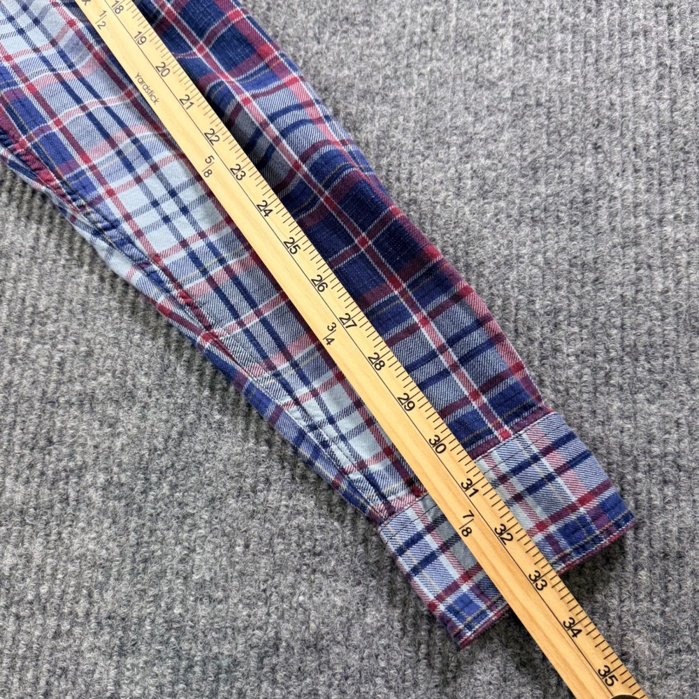 Lucky Brand Mens True Indigo Plaid Western Pearl Snap Shirt Blue Red Large - Picture 7 of 8